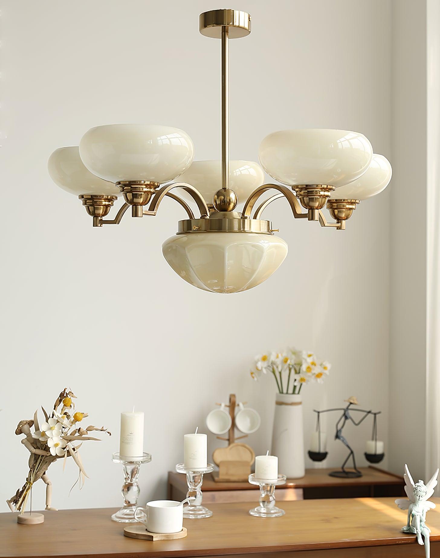 Lustra Chandelier Warre Satin Nickel Glass Iron-Neutral Decor