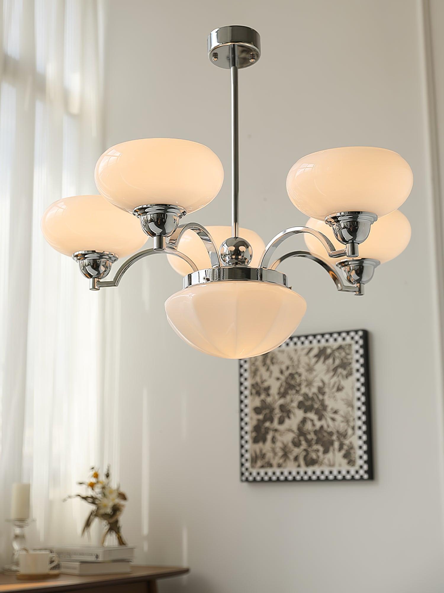 Lustra Chandelier Warre Satin Nickel Glass Iron-Neutral Decor