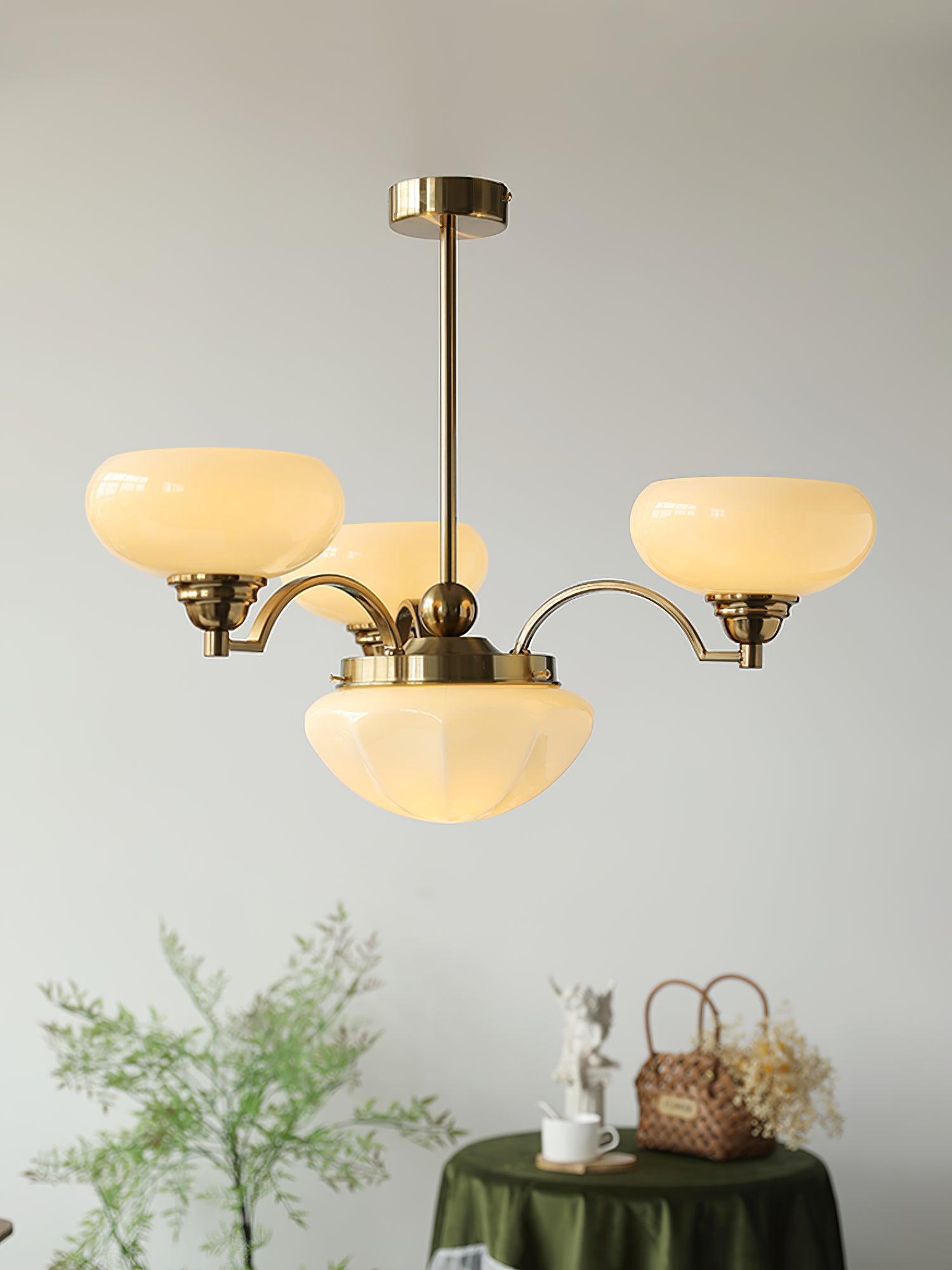 Lustra Chandelier Warre Satin Nickel Glass Iron-Neutral Decor
