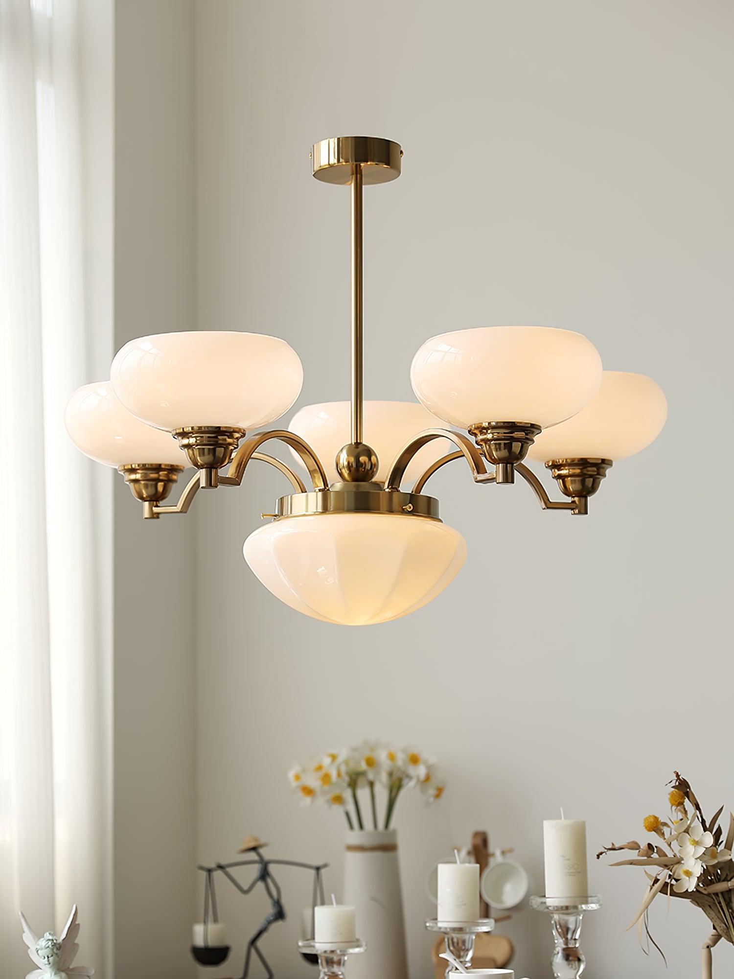 Lustra Chandelier Warre Satin Nickel Glass Iron-Neutral Decor