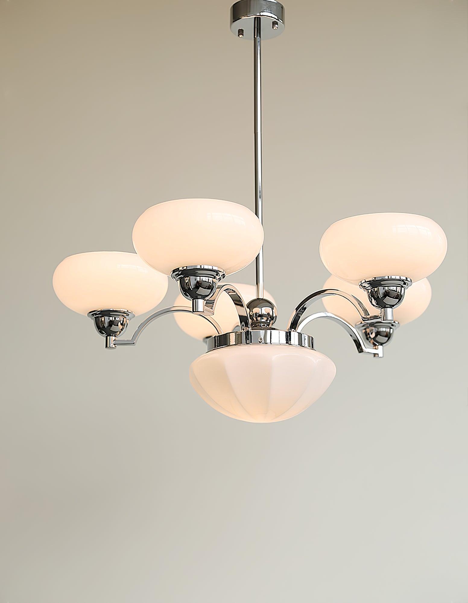 Lustra Chandelier Warre Satin Nickel Glass Iron-Neutral Decor