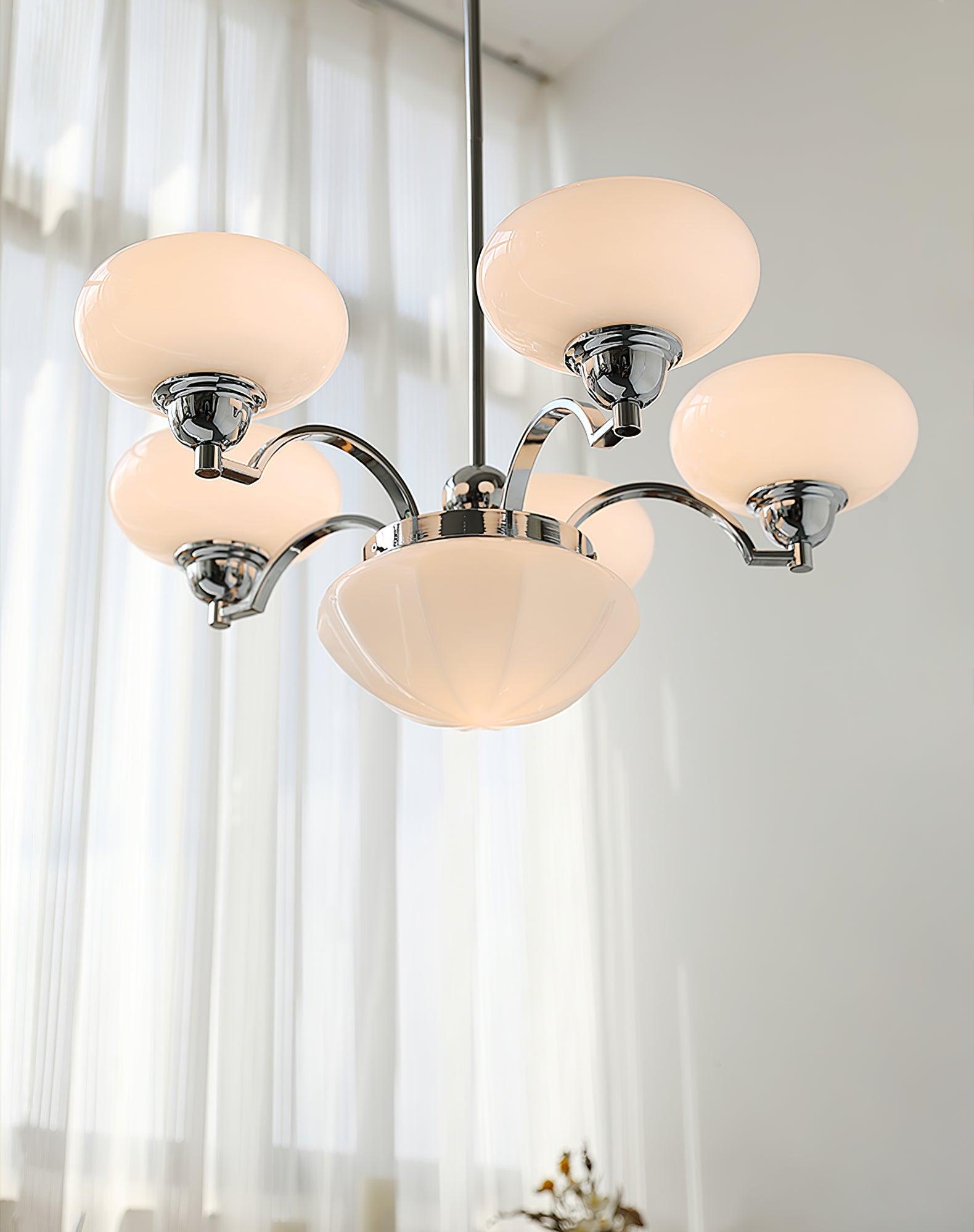 Lustra Chandelier Warre Satin Nickel Glass Iron-Neutral Decor