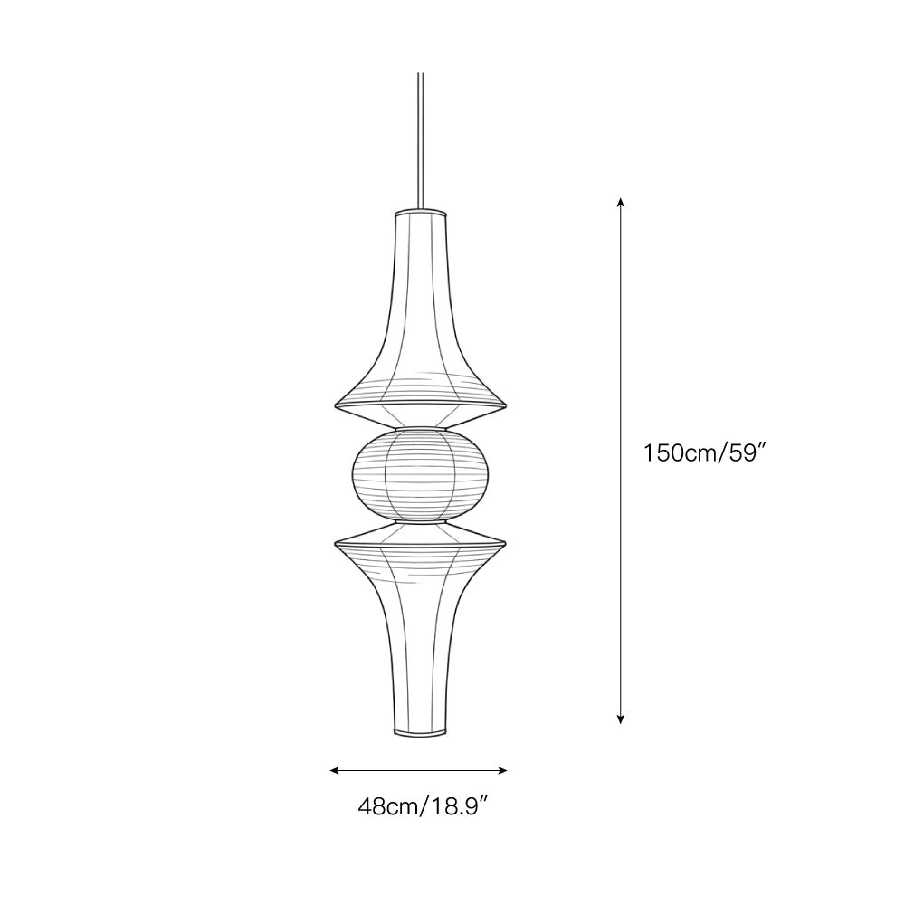 Three-head cluster configuration of the Washi Paper E Pendant Lamp.