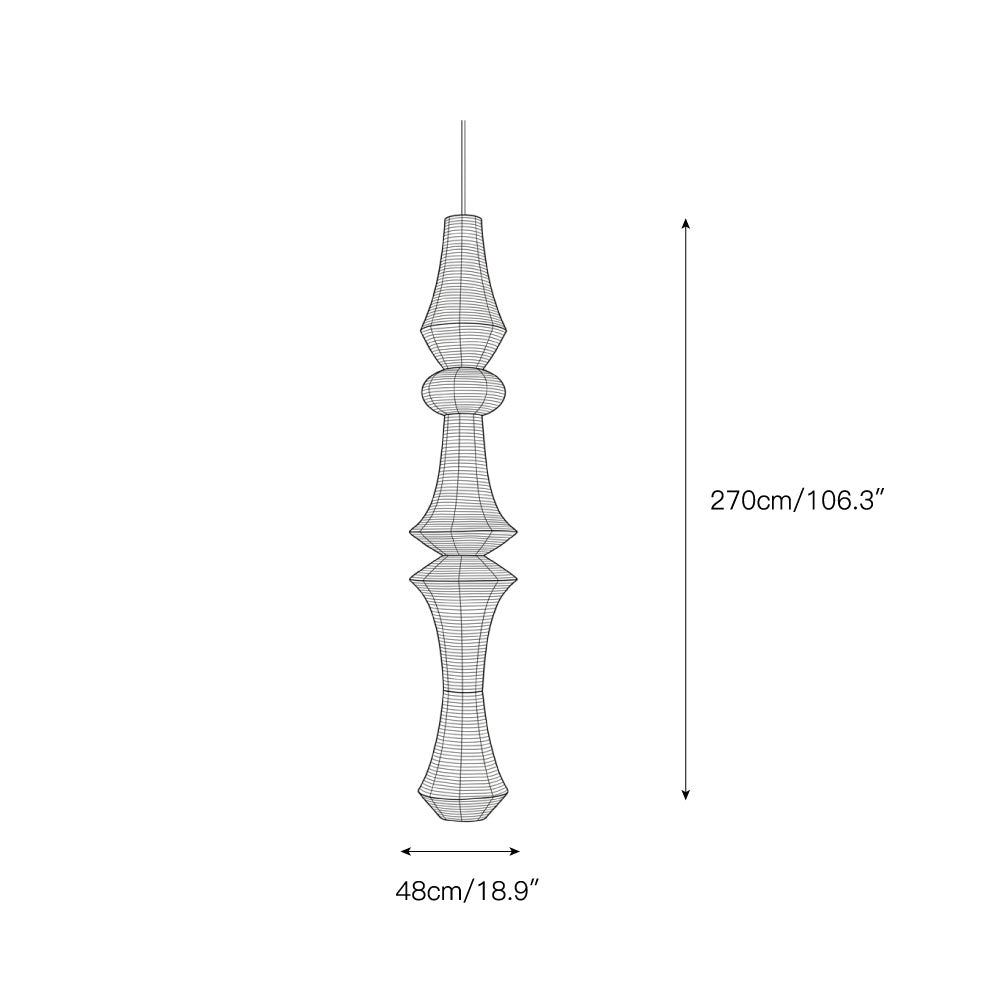 Five-head cluster configuration of the Washi Paper E Pendant Lamp.