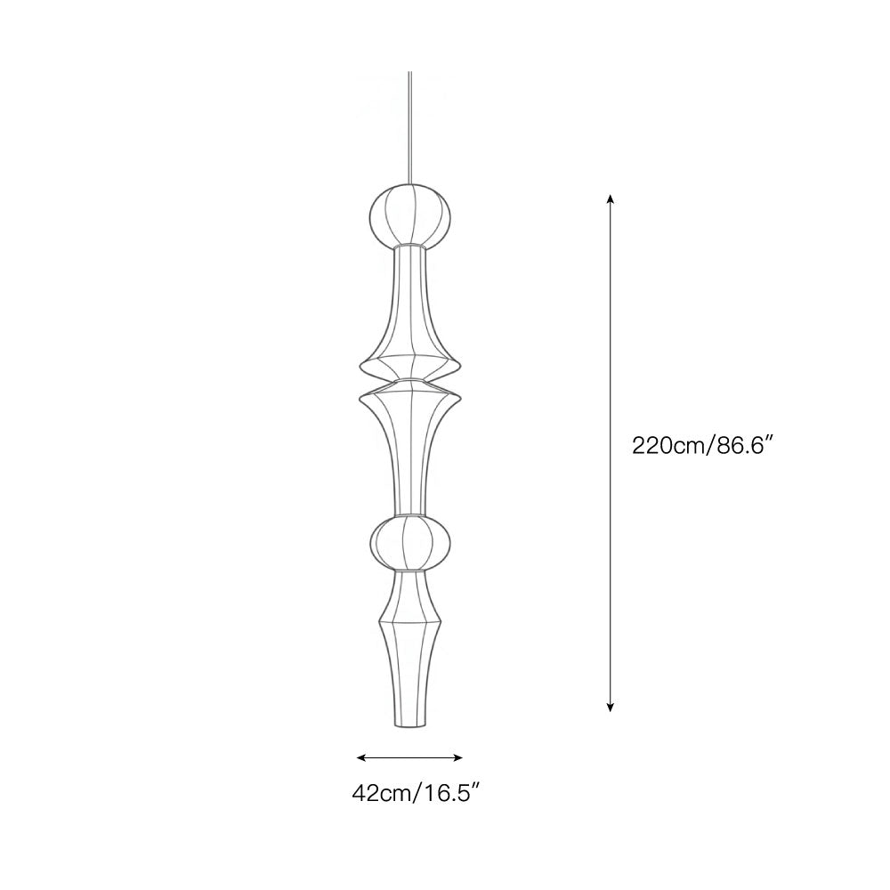 The elongated, organic silhouette of the Washi Paper E Pendant Lamp.