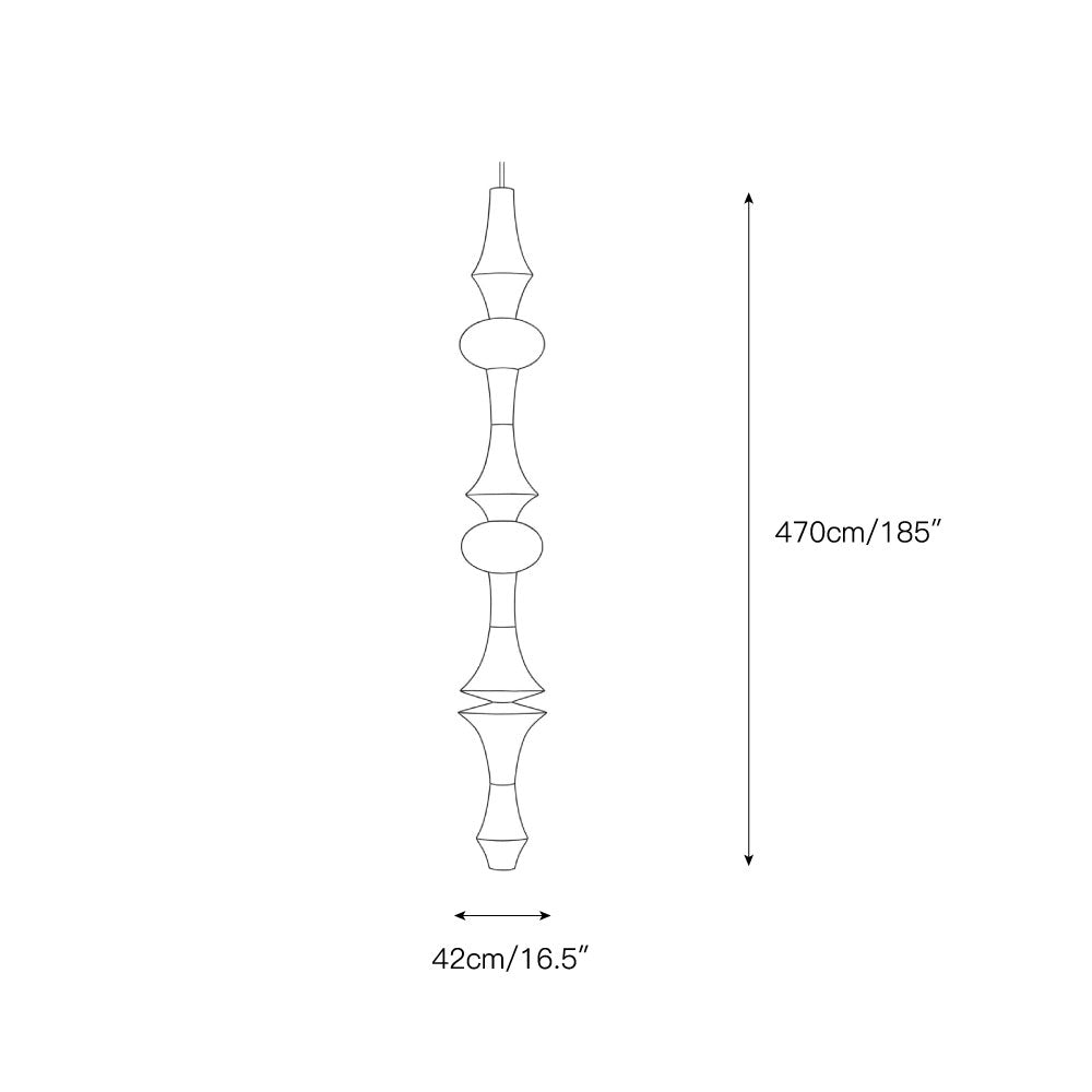 Side profile view of the Washi Paper E Pendant Lamp.