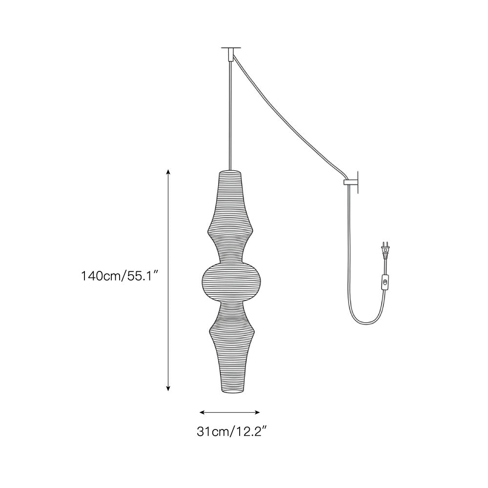 The 3-head configuration of the Washi Paper Pendant Light.