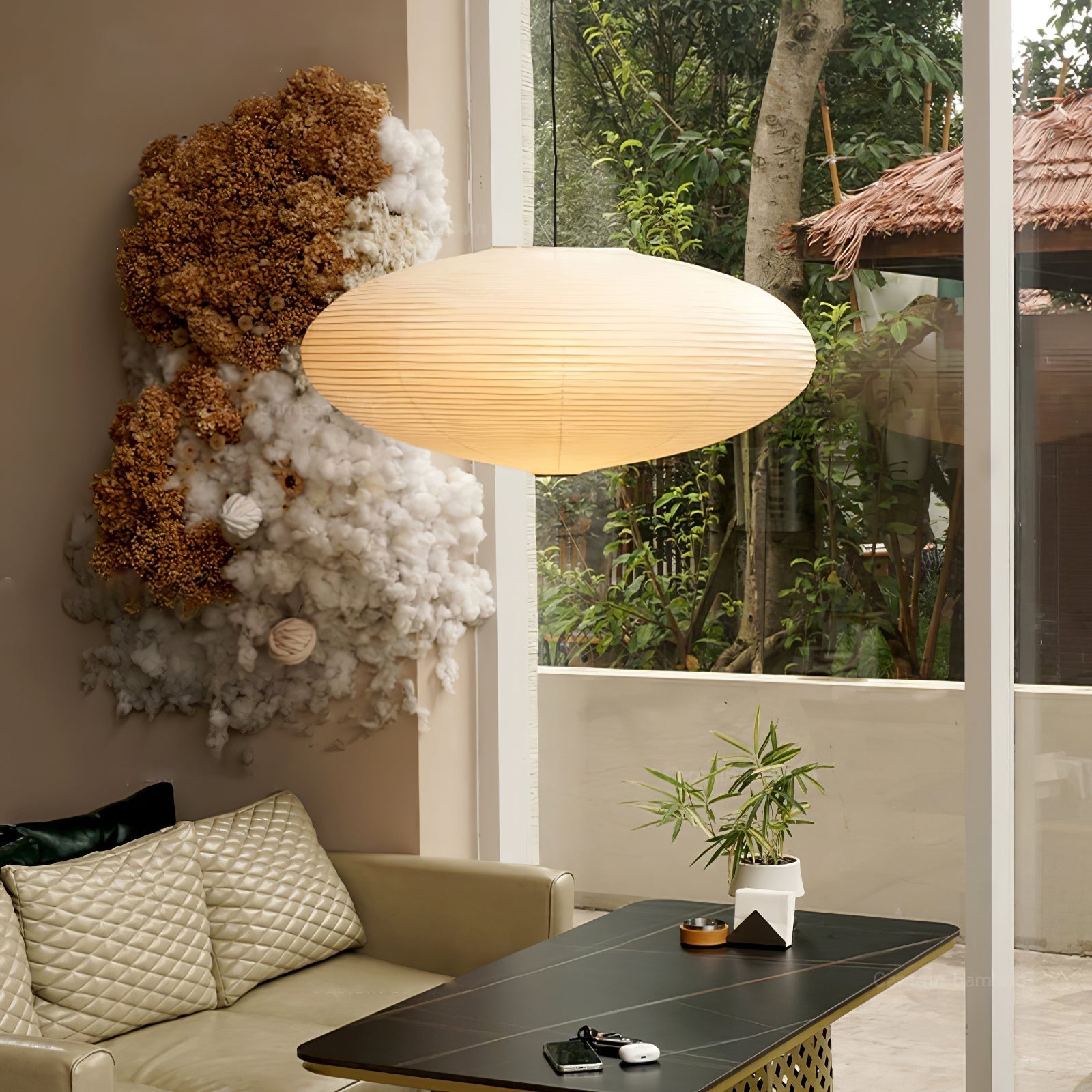 Lustra Pendant Lamp Paper for Living Room-Neutral Decor