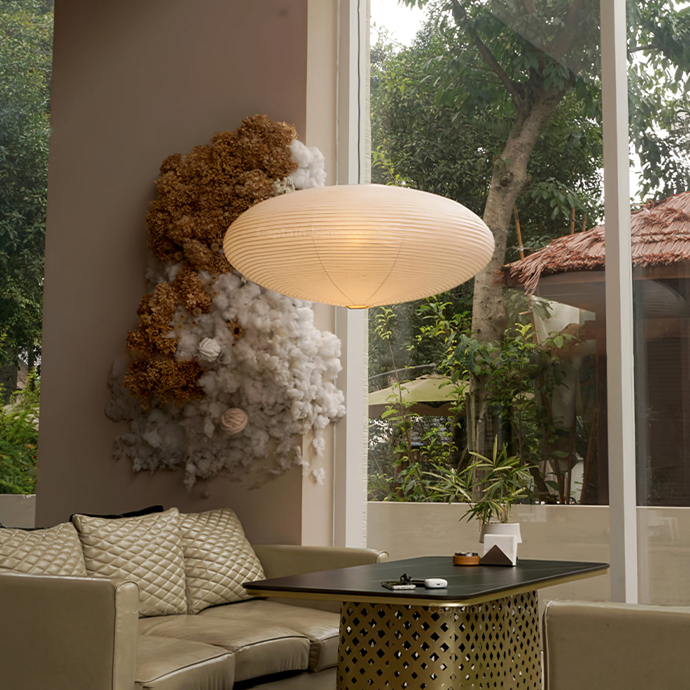 Orba Washi Paper 15A Pendant Light-Neutral Decor