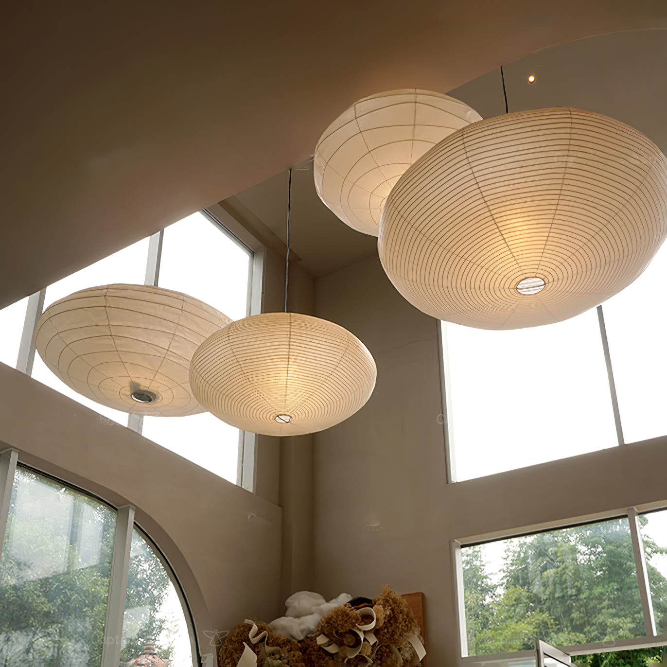 Orba Washi Paper 15A Pendant Light-Neutral Decor