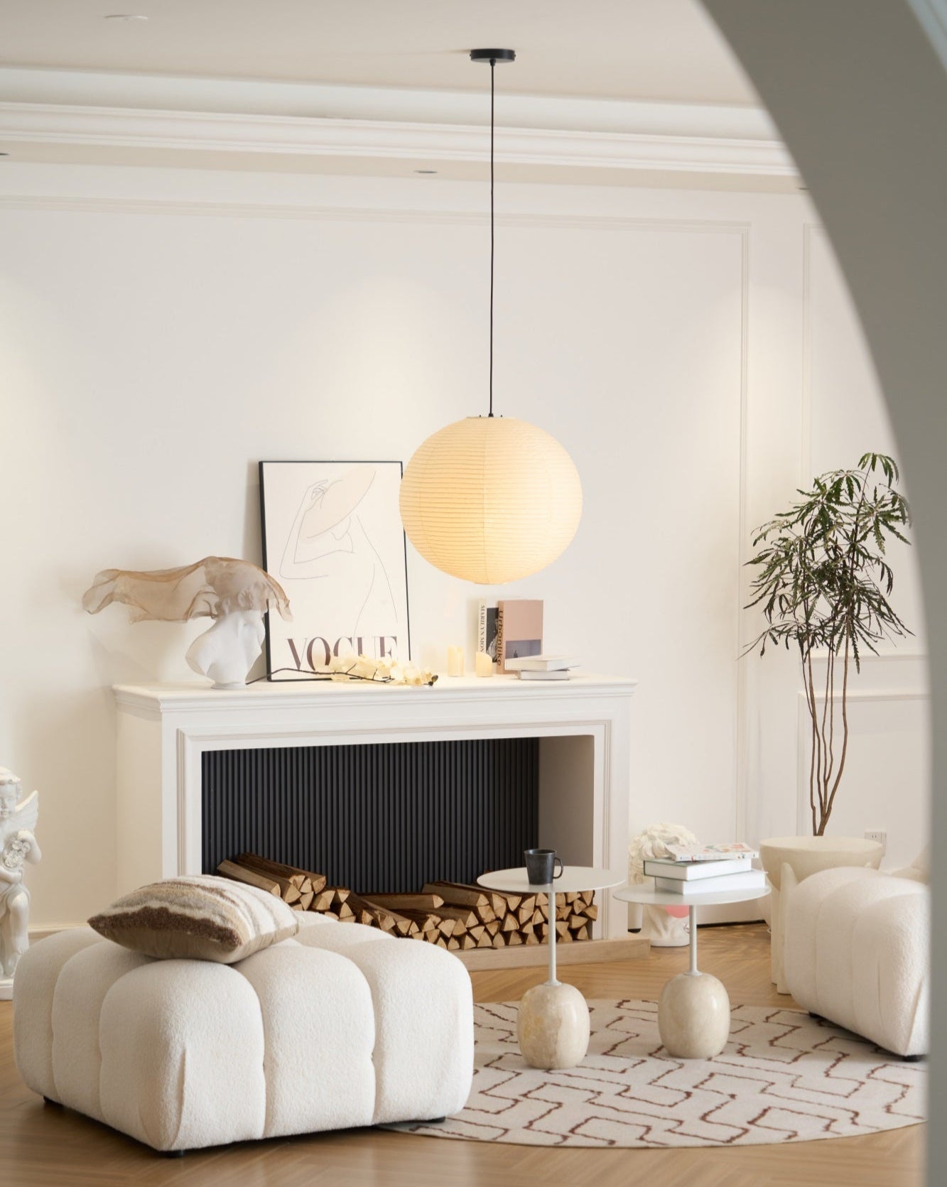 Lustra Pendant Lamp Paper for Living Room-Neutral Decor
