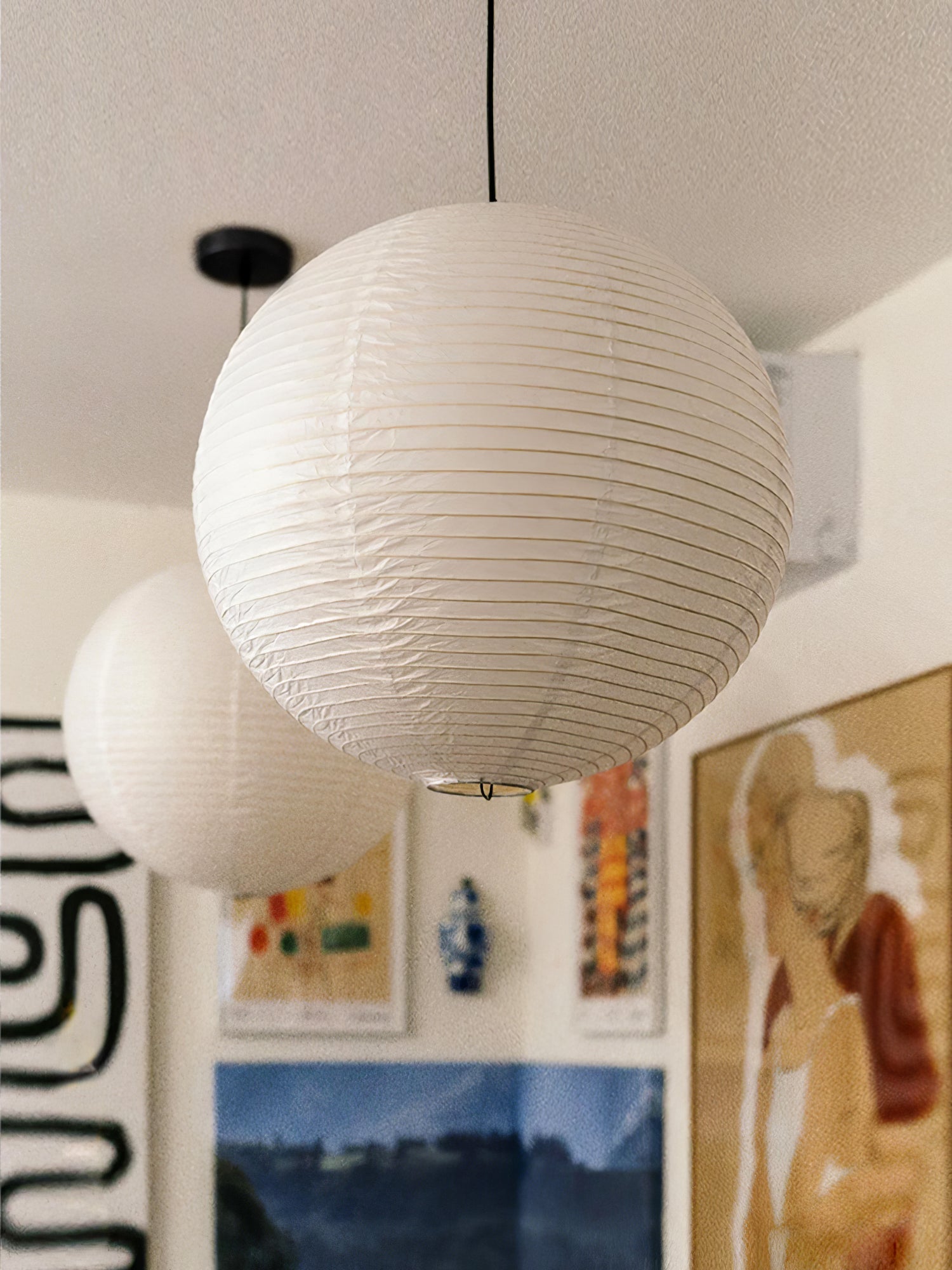 Lustra Pendant Lamp Paper Lantern for Living Room-Neutral Decor
