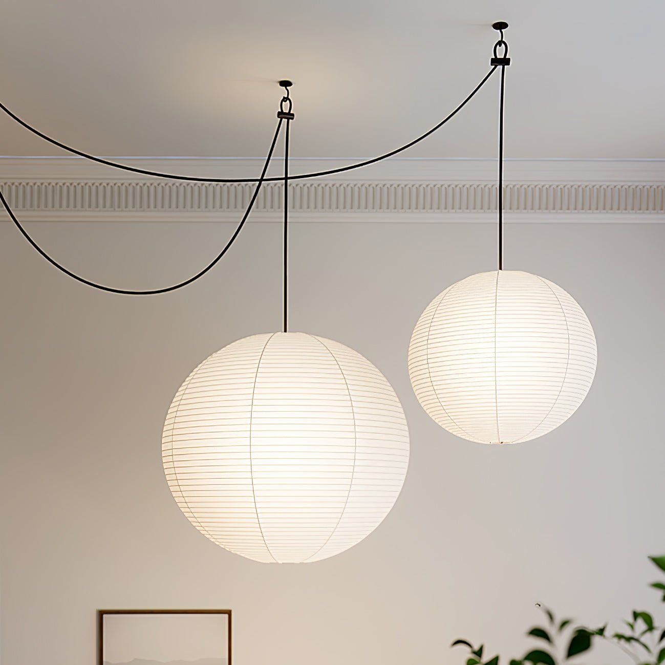Lustra Pendant Lamp Paper Lantern for Living Room-Neutral Decor