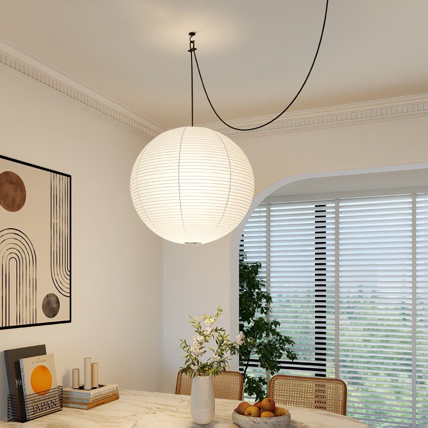 Lustra Pendant Lamp Paper Lantern for Living Room-Neutral Decor