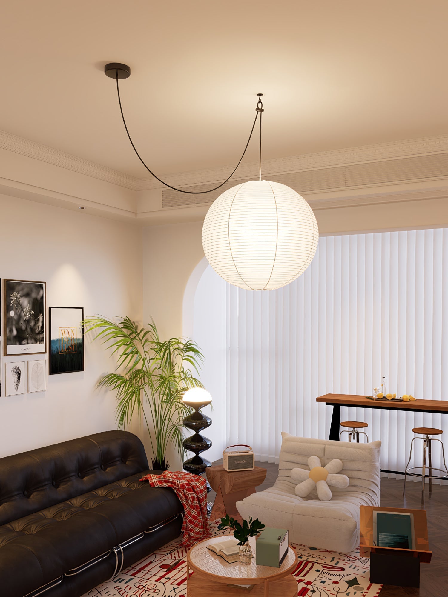 Lustra Pendant Lamp Paper for Living Room-Neutral Decor