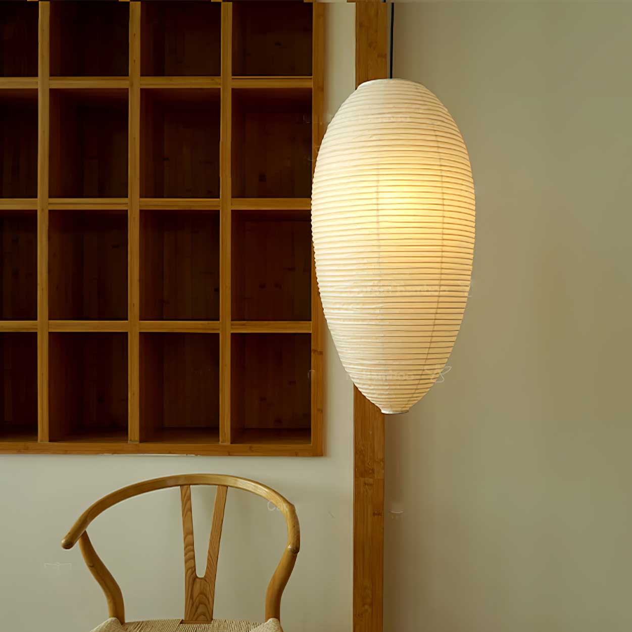 Myraean Modern Minimalist Wabi Chestnut Paper Bamboo Pendant Lamp-Neutral Decor