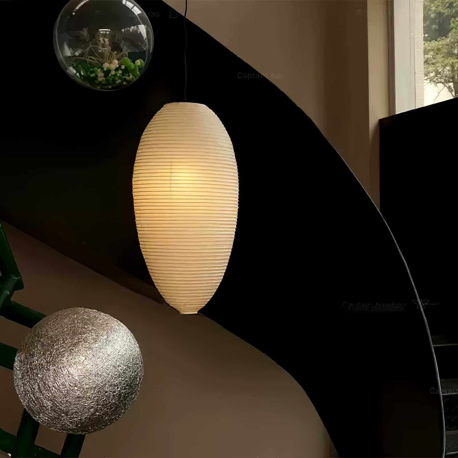 Myraean Modern Minimalist Wabi Chestnut Paper Bamboo Pendant Lamp-Neutral Decor