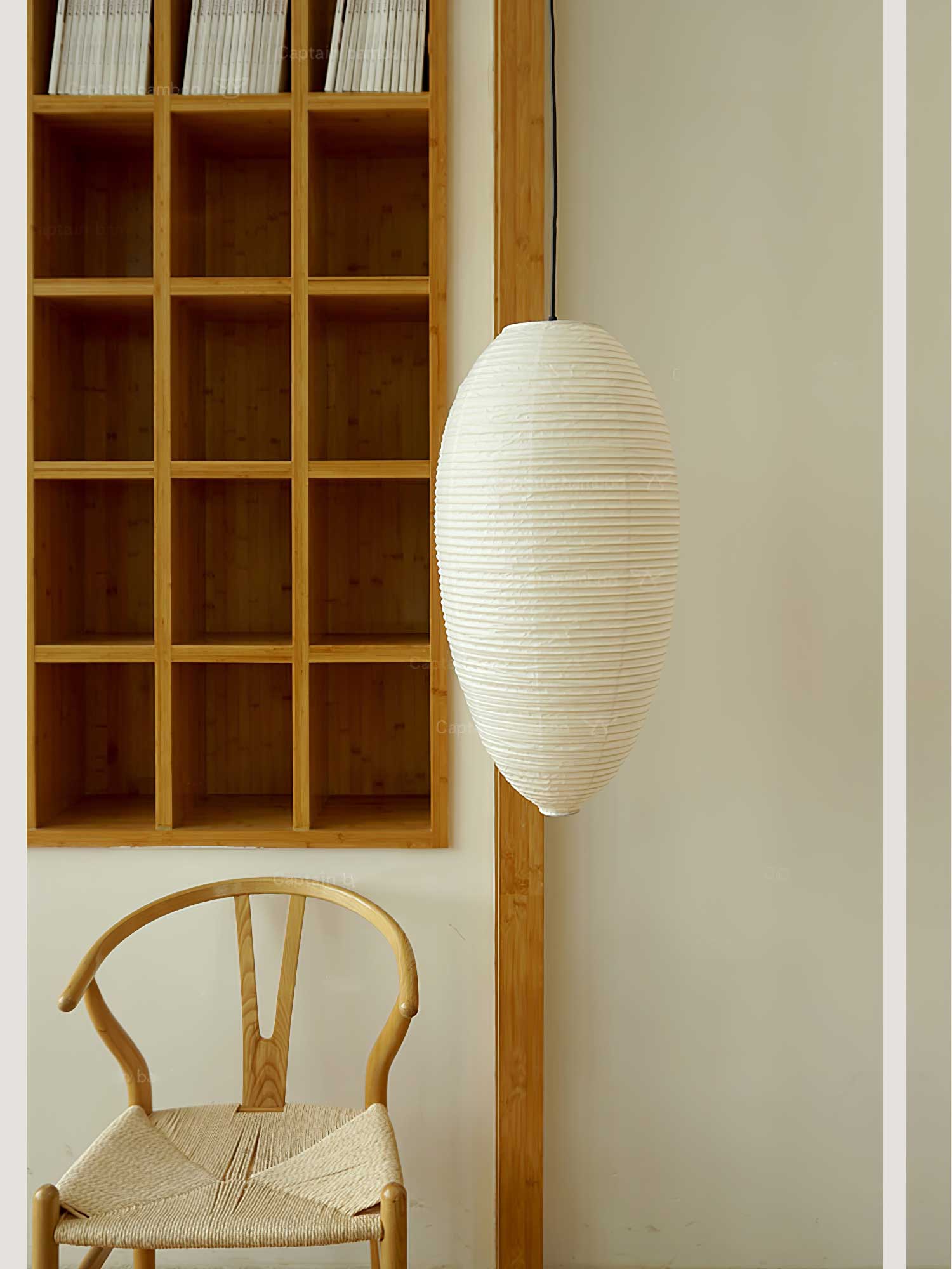 Myraean Modern Minimalist Wabi Chestnut Paper Bamboo Pendant Lamp-Neutral Decor