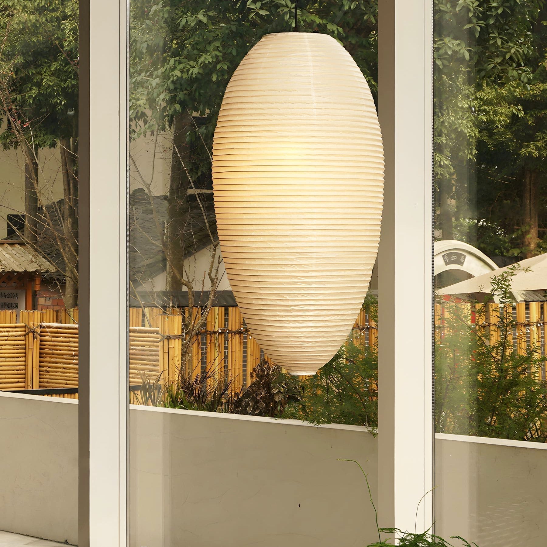Myraean Modern Minimalist Wabi Chestnut Paper Bamboo Pendant Lamp-Neutral Decor