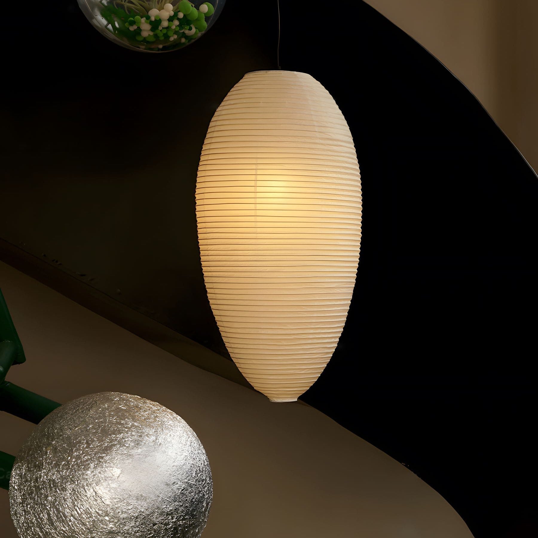 Myraean Modern Minimalist Wabi Chestnut Paper Bamboo Pendant Lamp-Neutral Decor
