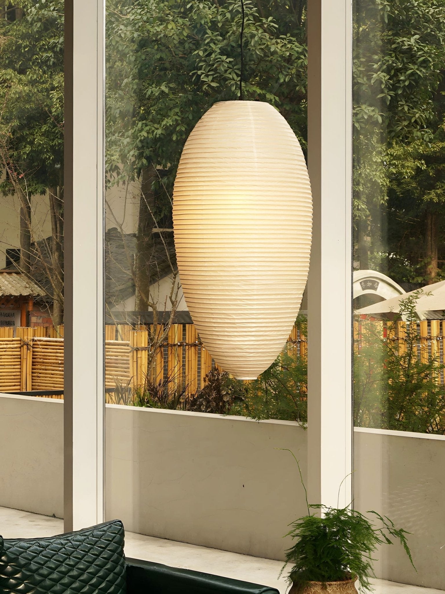 Myraean Modern Minimalist Wabi Chestnut Paper Bamboo Pendant Lamp-Neutral Decor
