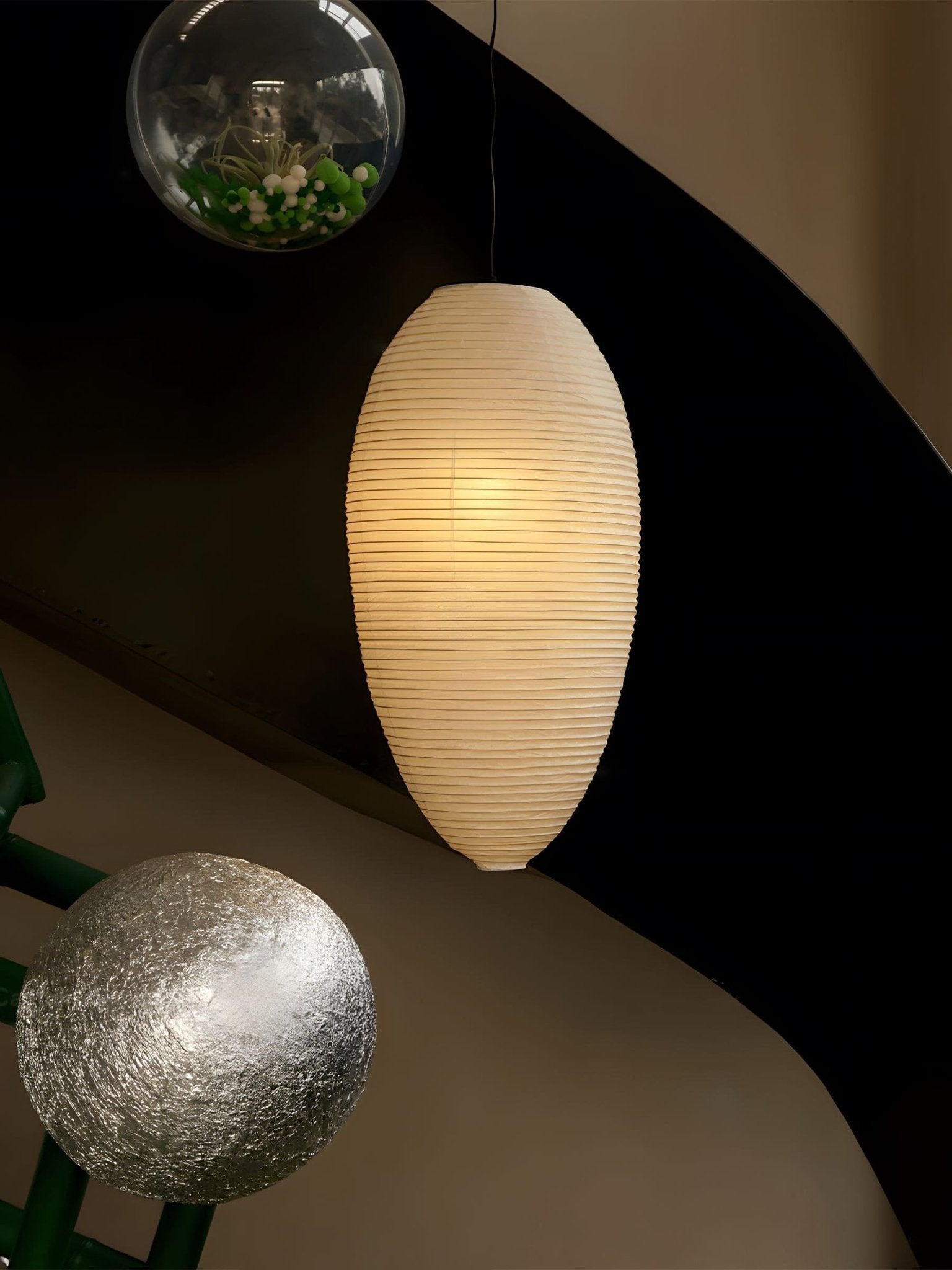 Myraean Modern Minimalist Wabi Chestnut Paper Bamboo Pendant Lamp-Neutral Decor