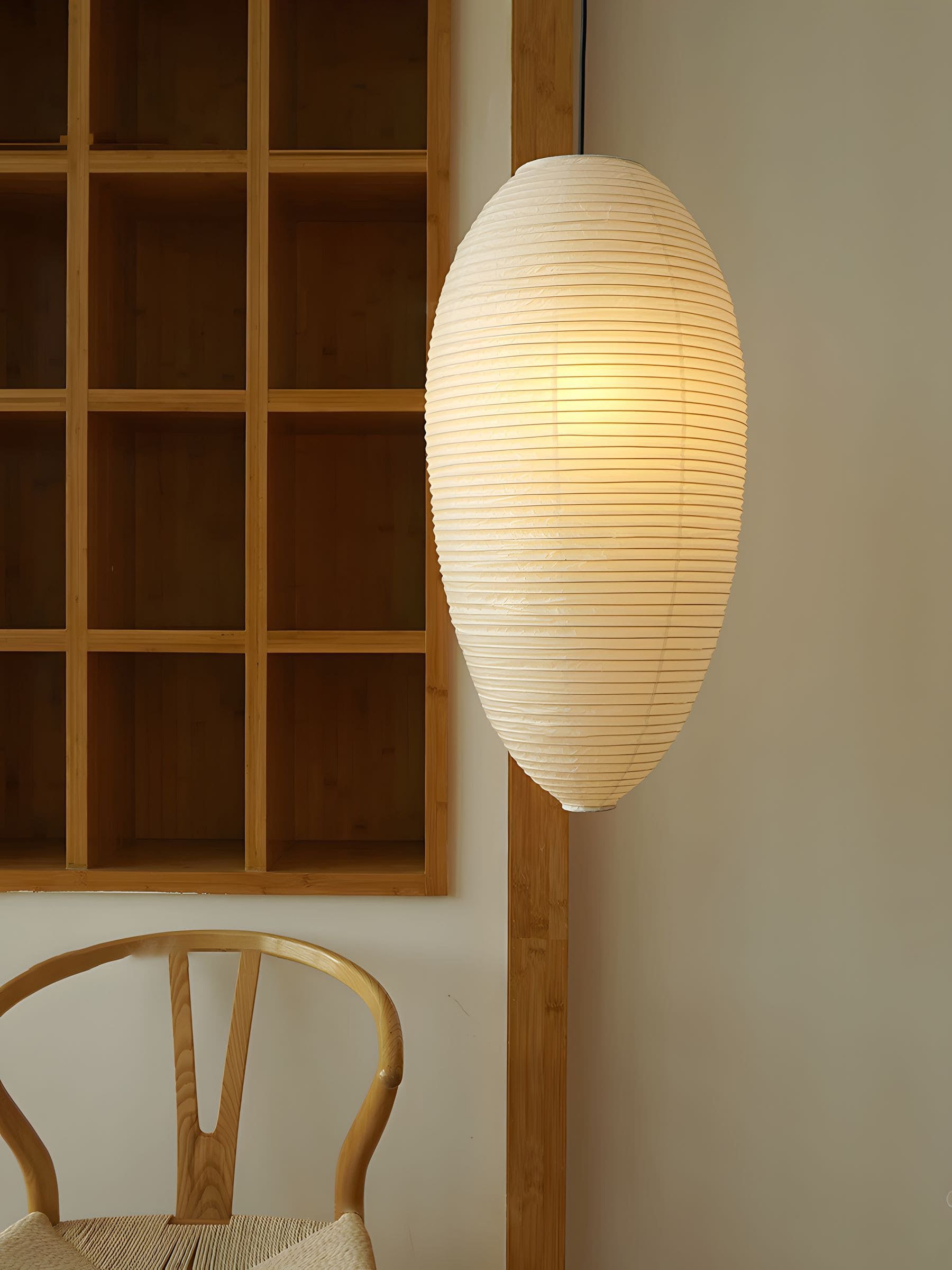 Myraean Modern Minimalist Wabi Chestnut Paper Bamboo Pendant Lamp-Neutral Decor
