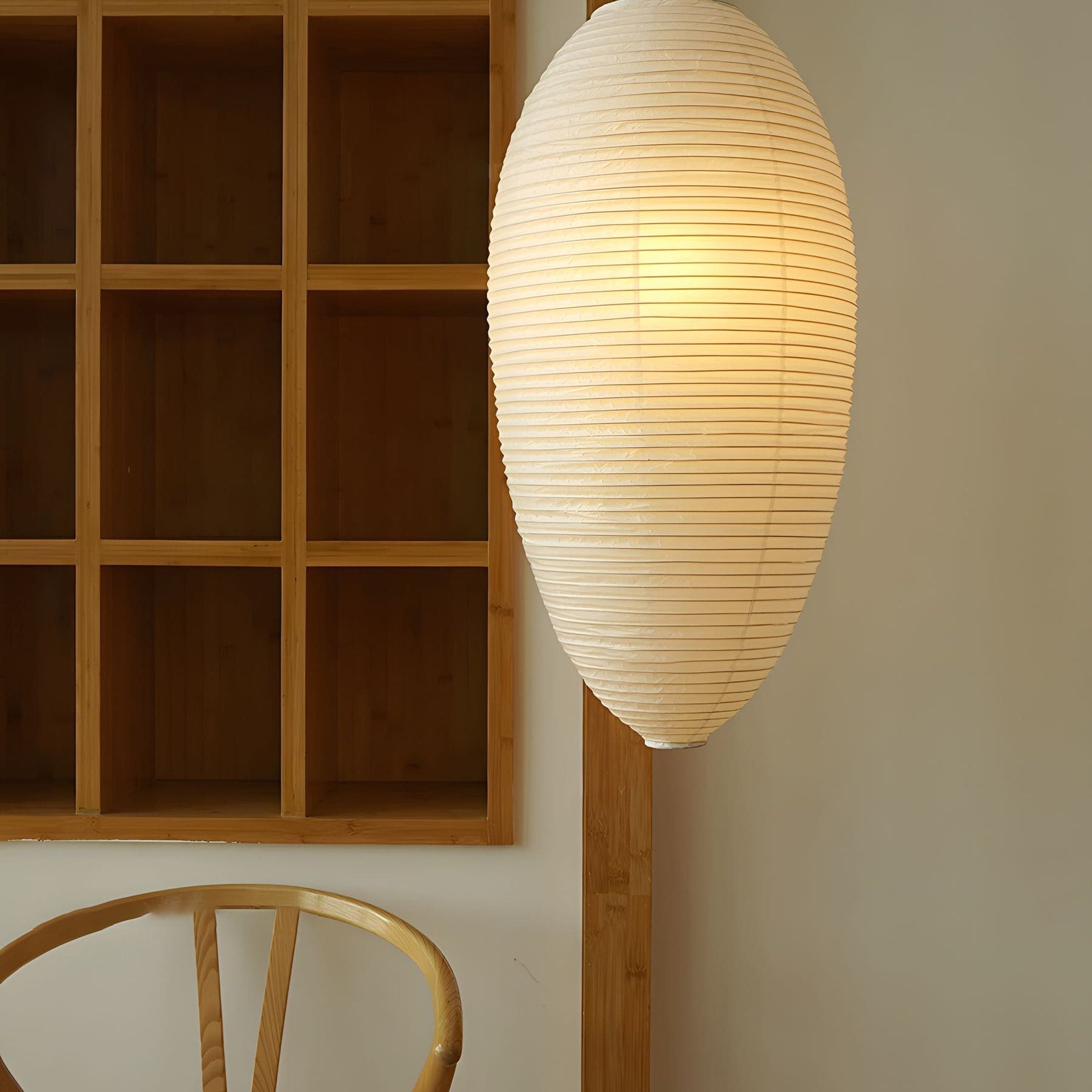 Myraean Modern Minimalist Wabi Chestnut Paper Bamboo Pendant Lamp-Neutral Decor