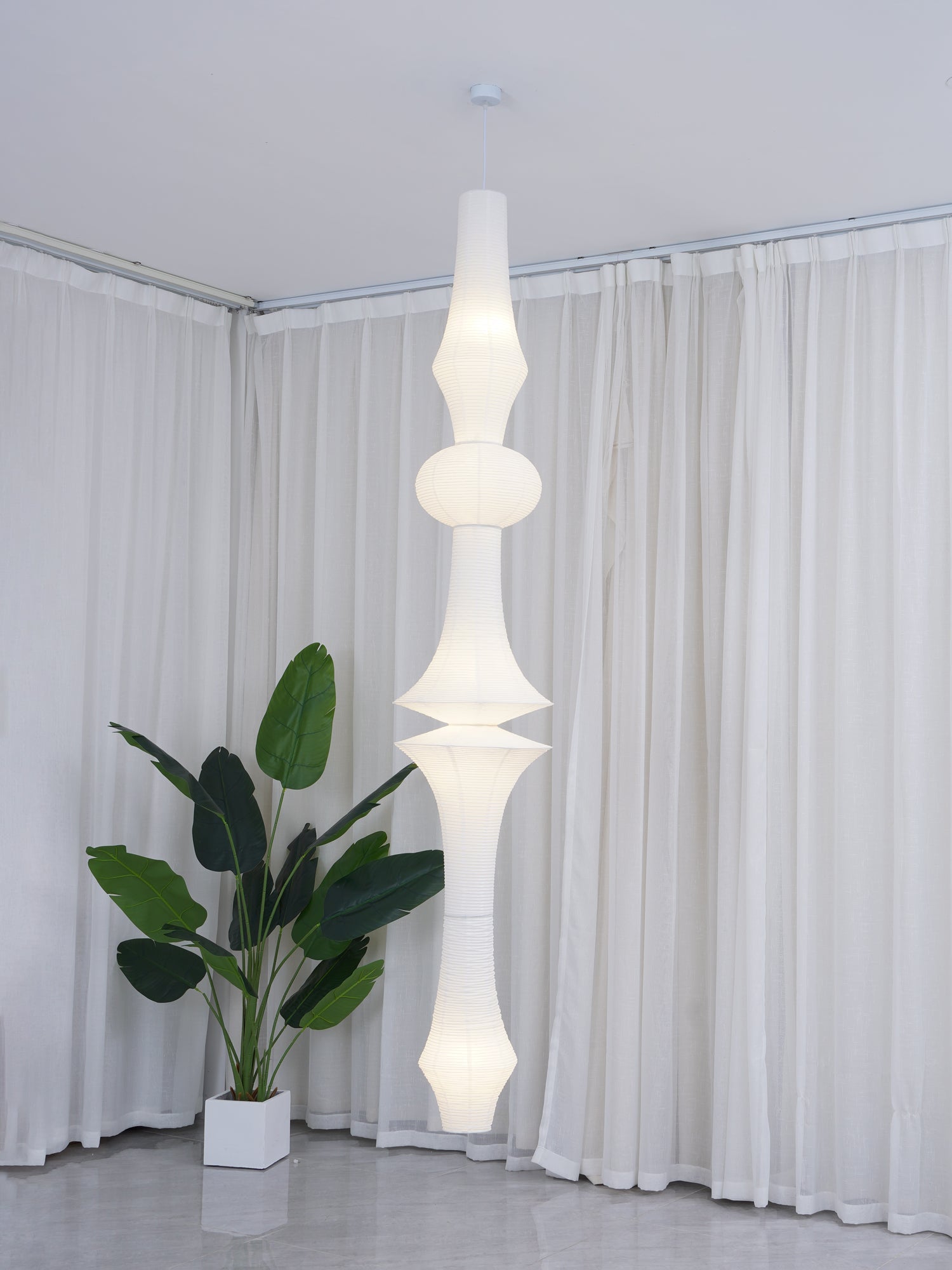 Lustra Pendant Light Washi Paper E for Living Room-Neutral Decor