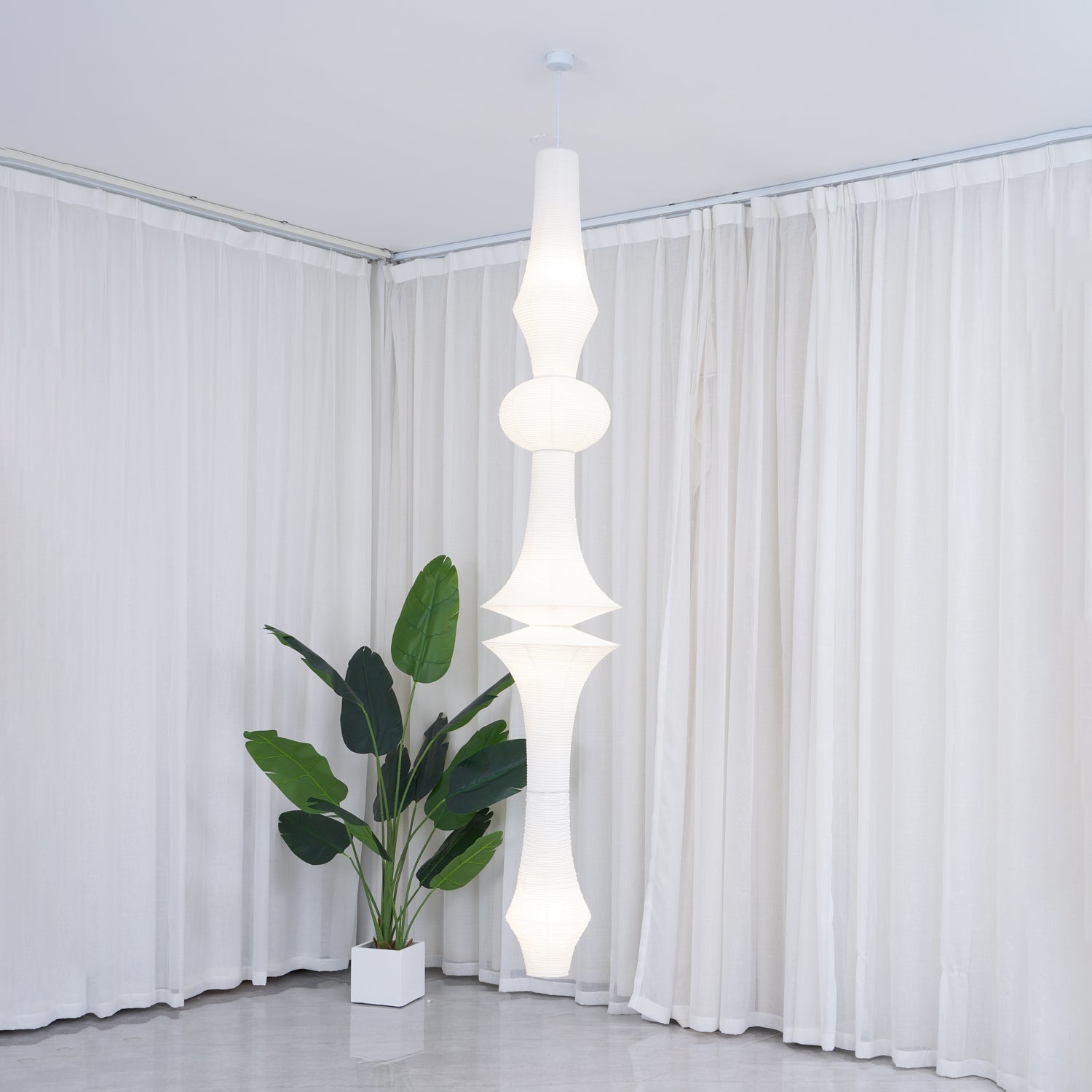 Lustra Pendant Light Washi Paper E for Living Room-Neutral Decor