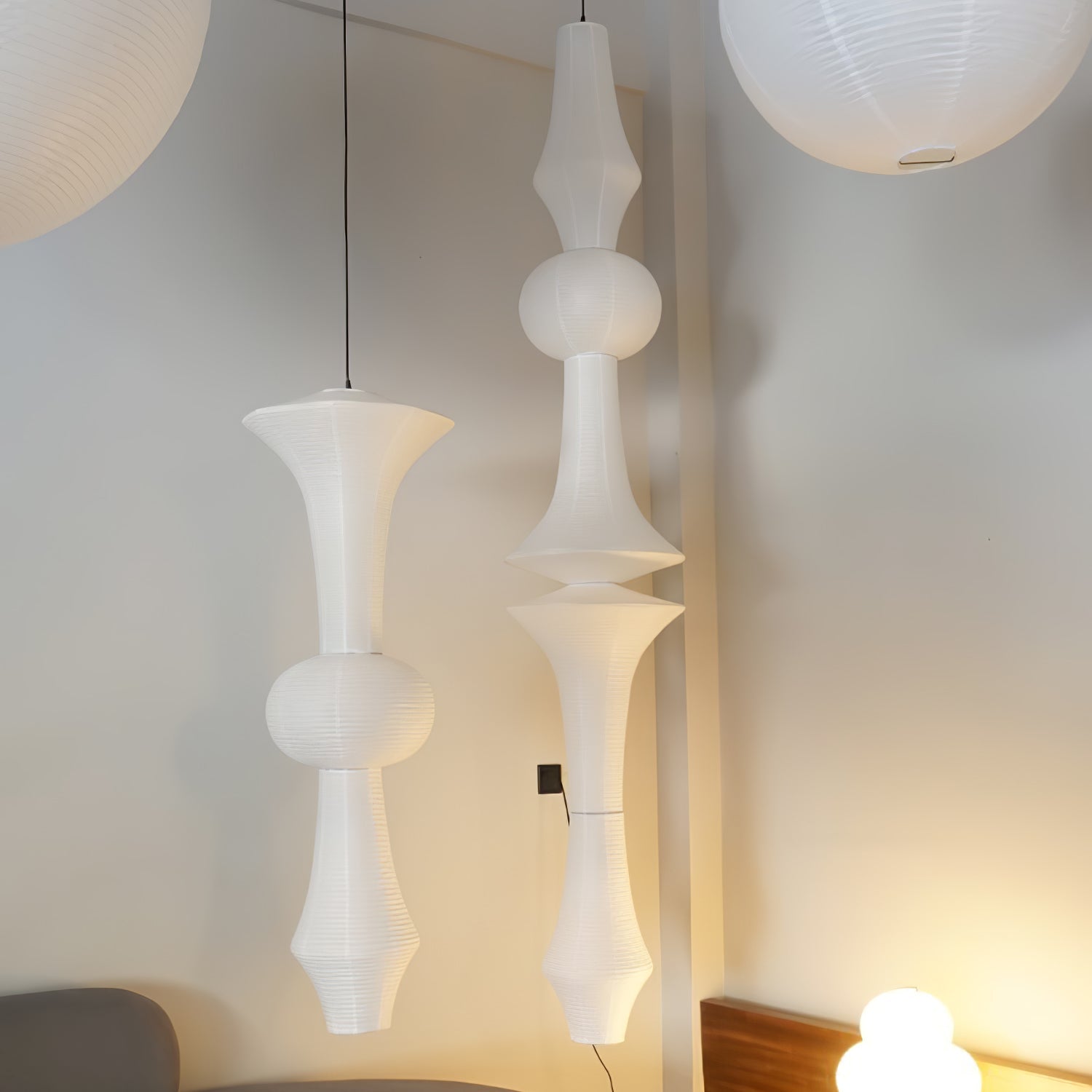 Lustra Pendant Light Washi Paper E for Living Room-Neutral Decor