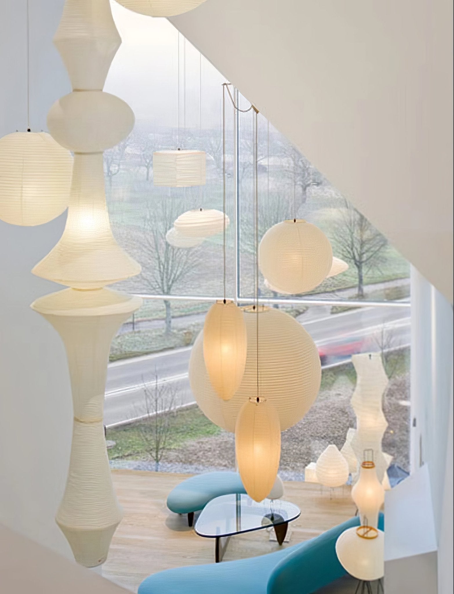 Lustra Pendant Light Washi Paper E for Living Room-Neutral Decor