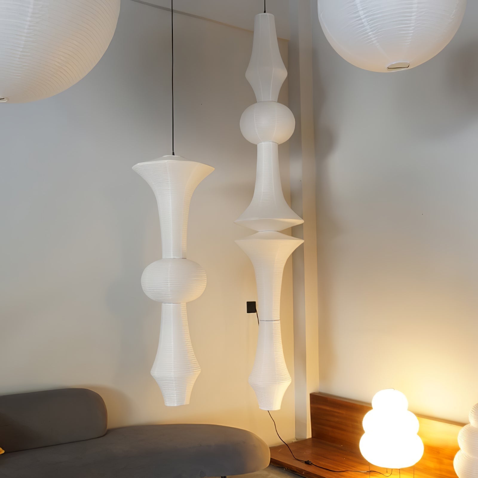Lustra Pendant Light Washi Paper E for Living Room-Neutral Decor