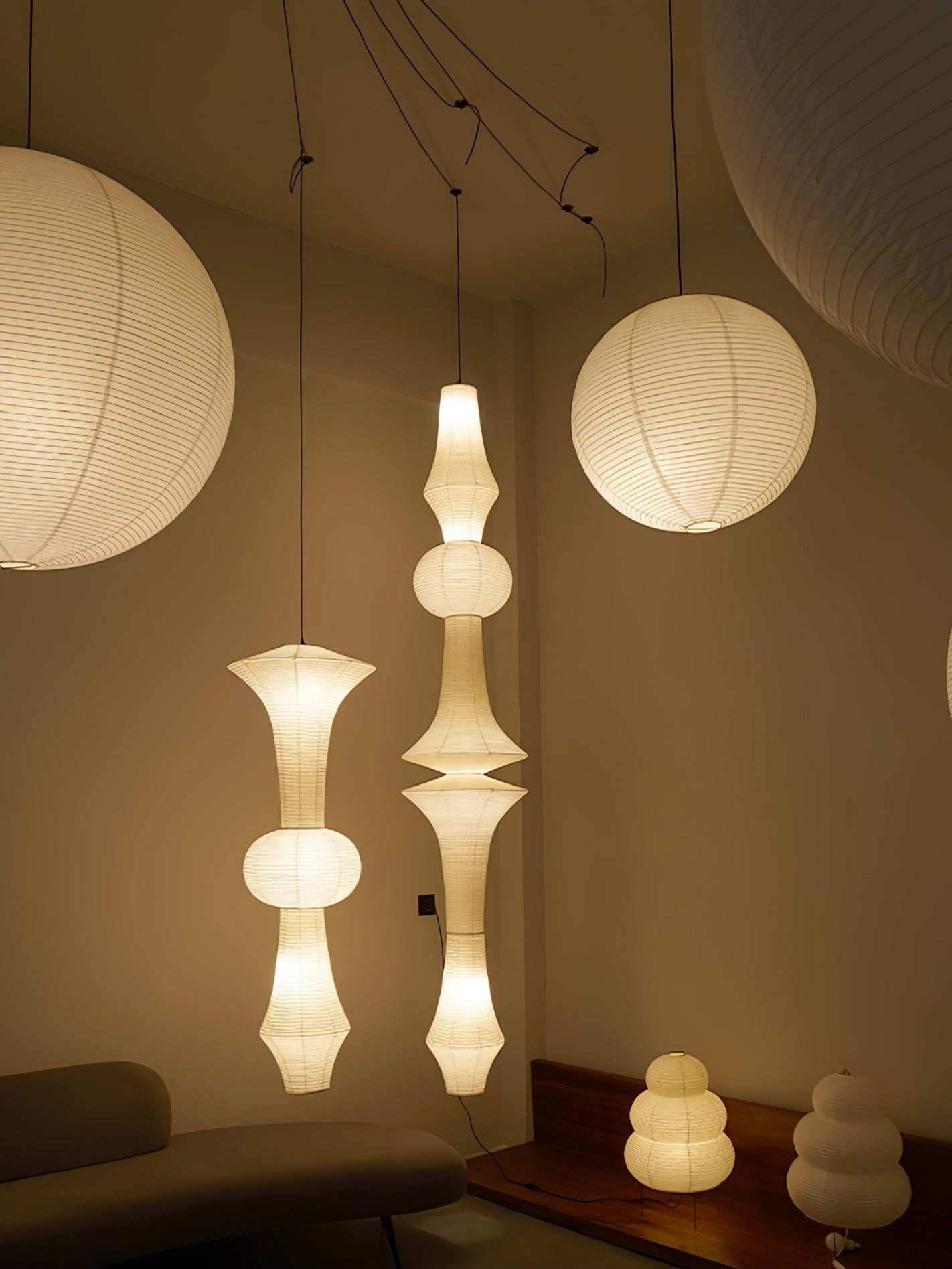 Lustra Pendant Light Washi Paper E for Living Room-Neutral Decor
