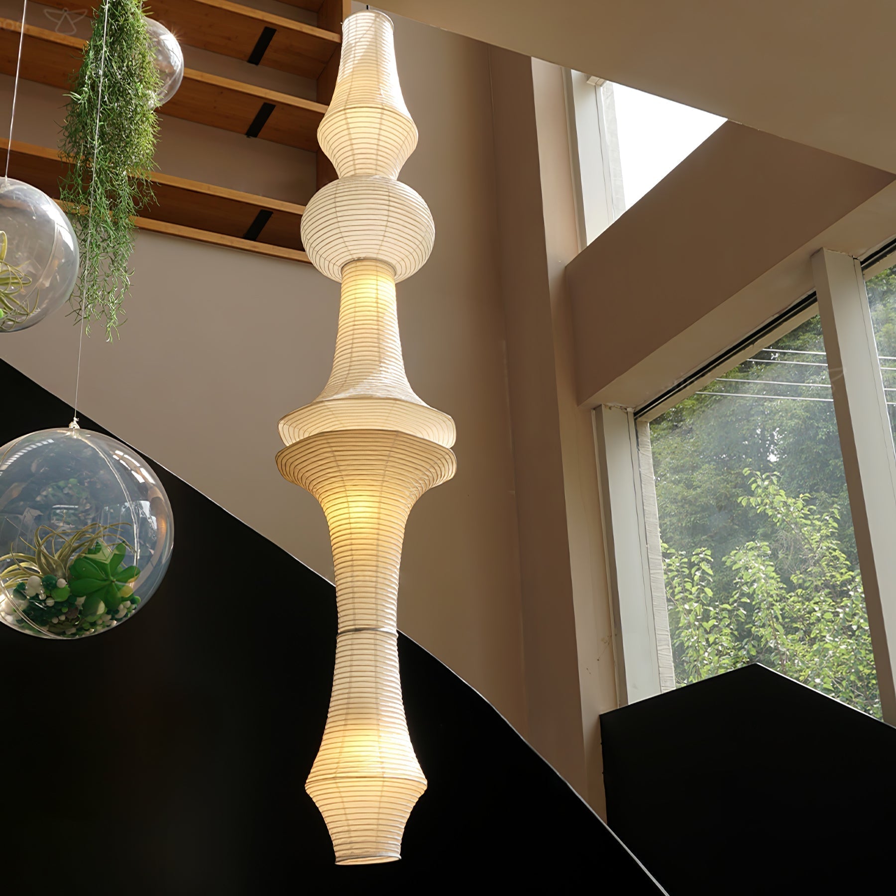 Faye Sculptural Paper Vertical Pendant Light - Neutralighting