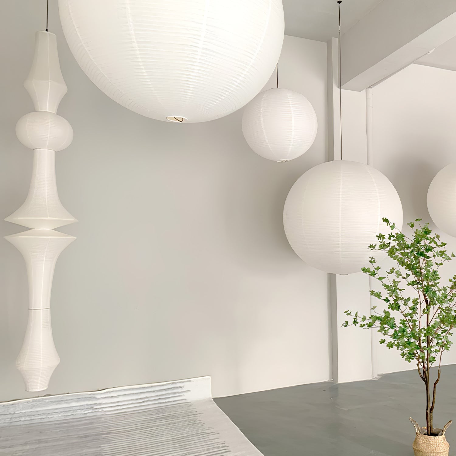 Lustra Pendant Light Washi Paper E for Living Room-Neutral Decor