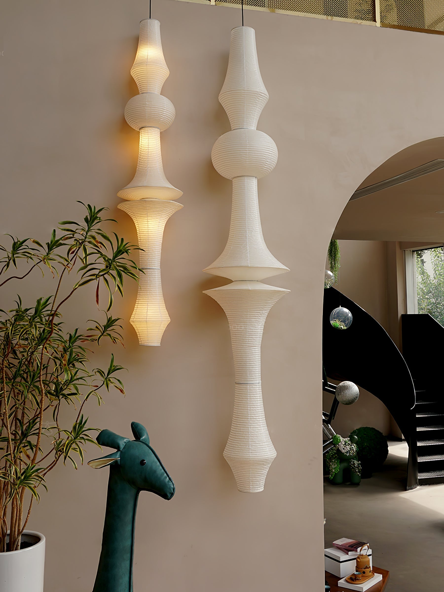 Lustra Pendant Light Washi Paper E for Living Room-Neutral Decor