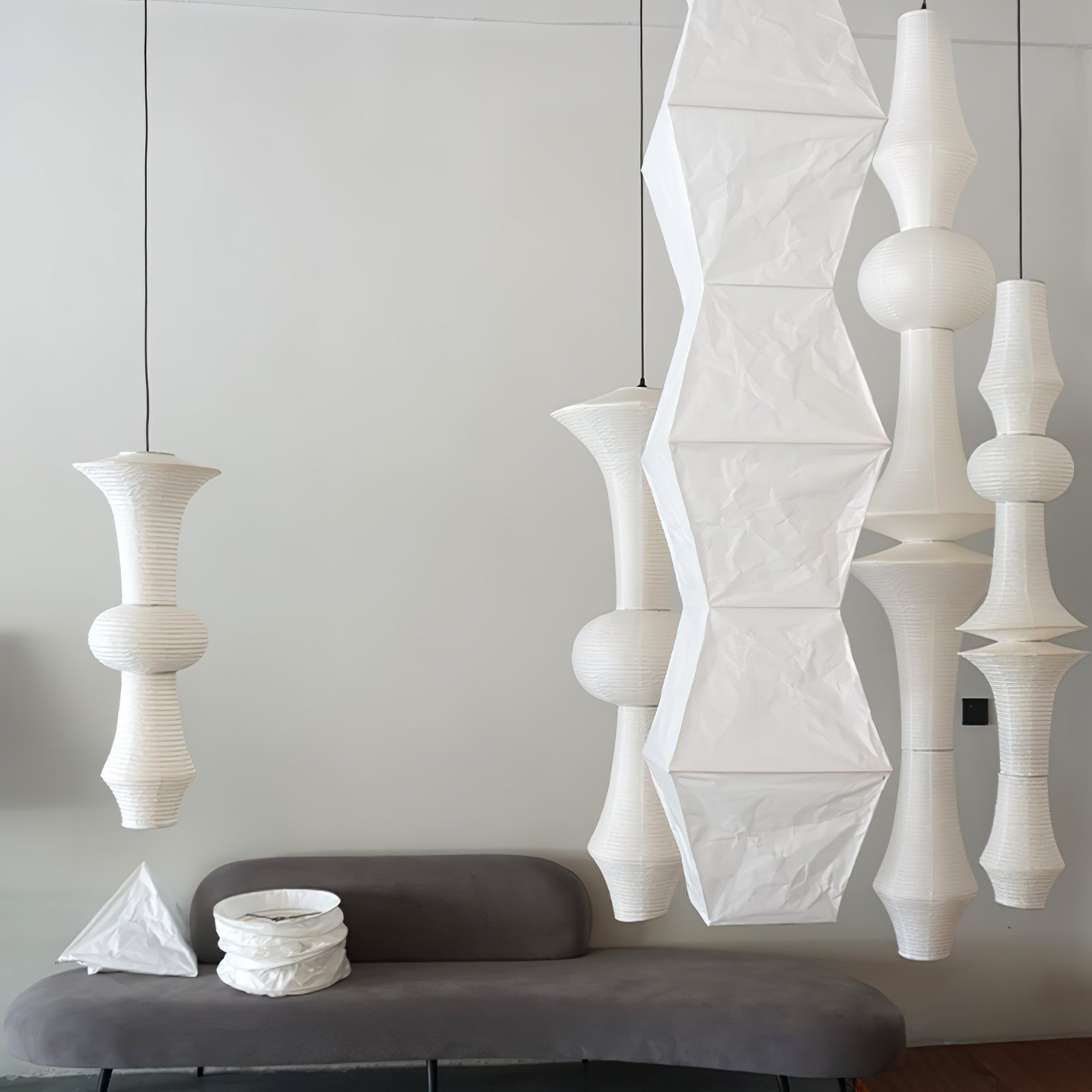 Lustra Pendant Light Washi Paper E for Living Room-Neutral Decor