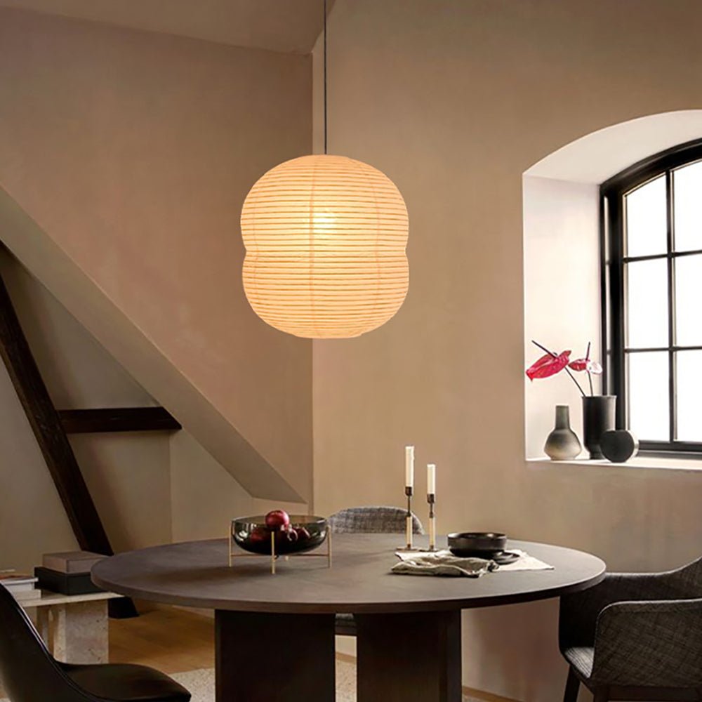 Olive Minimalist Rice Paper Pendant Light-Neutral Decor