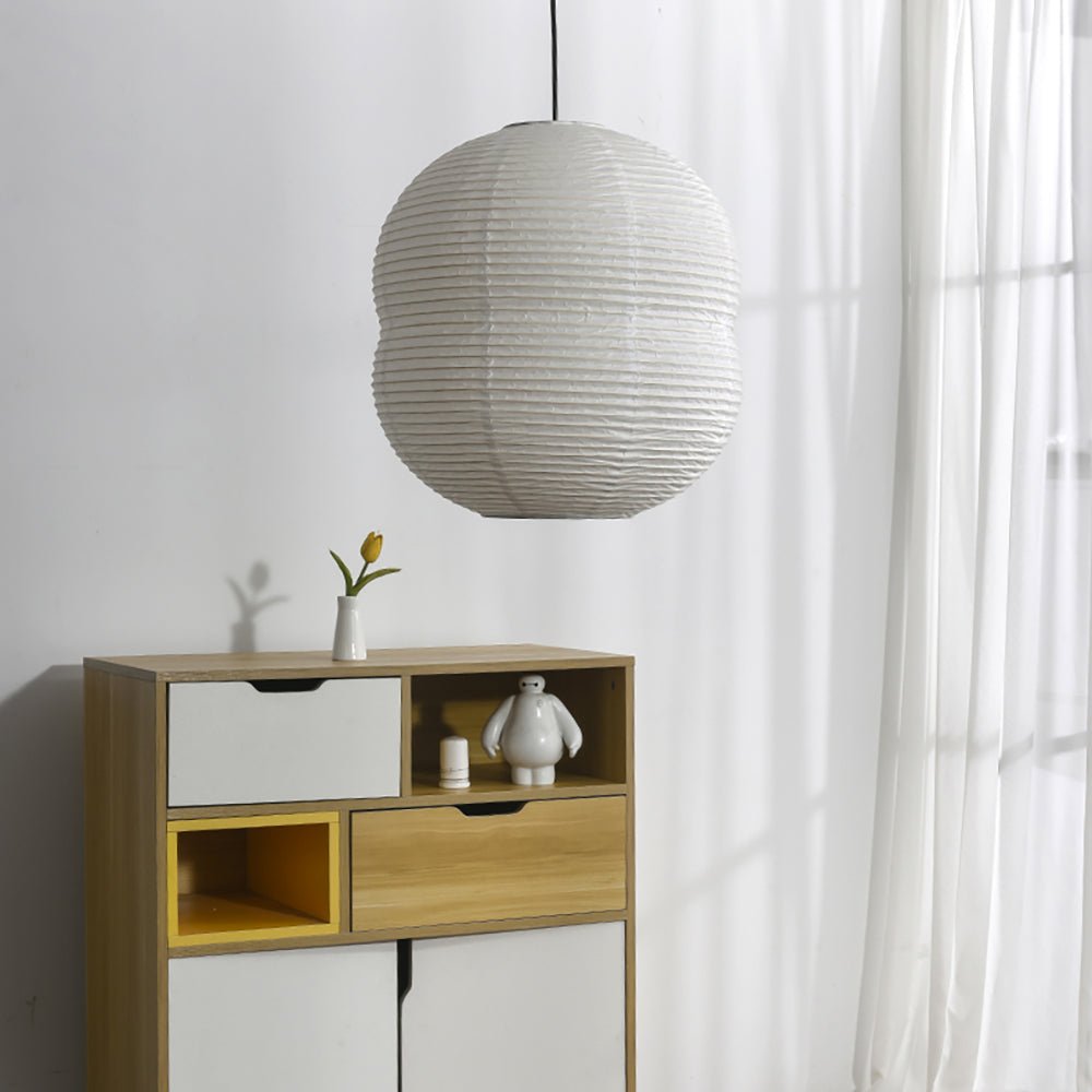 Olive Minimalist Rice Paper Pendant Light-Neutral Decor
