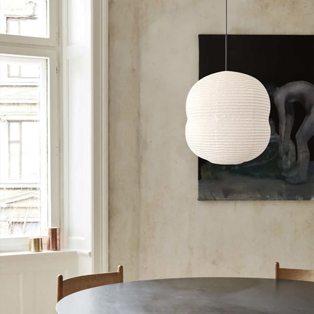 Olive Minimalist Rice Paper Pendant Light-Neutral Decor