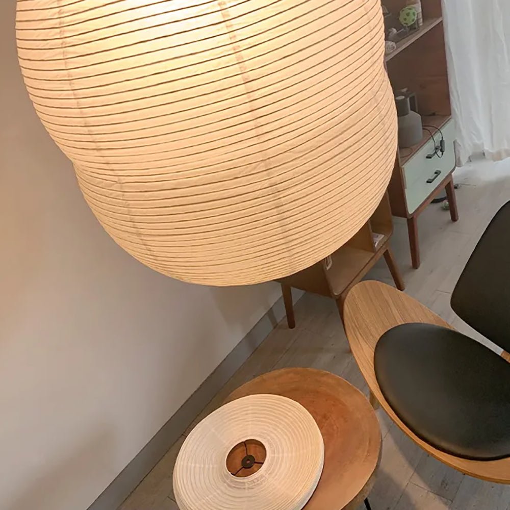 Olive Minimalist Rice Paper Pendant Light-Neutral Decor