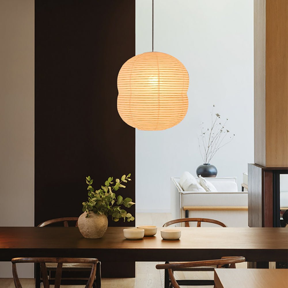Olive Minimalist Rice Paper Pendant Light-Neutral Decor