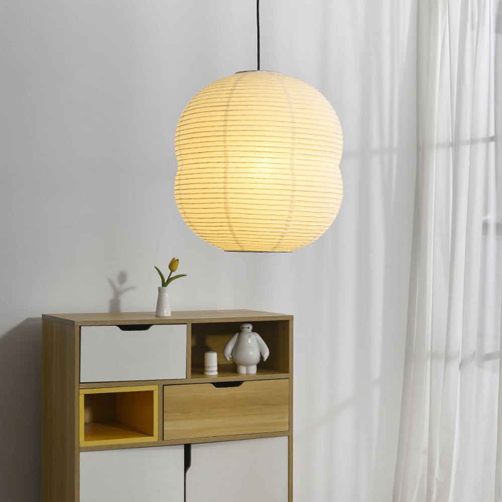 Olive Minimalist Rice Paper Pendant Light-Neutral Decor
