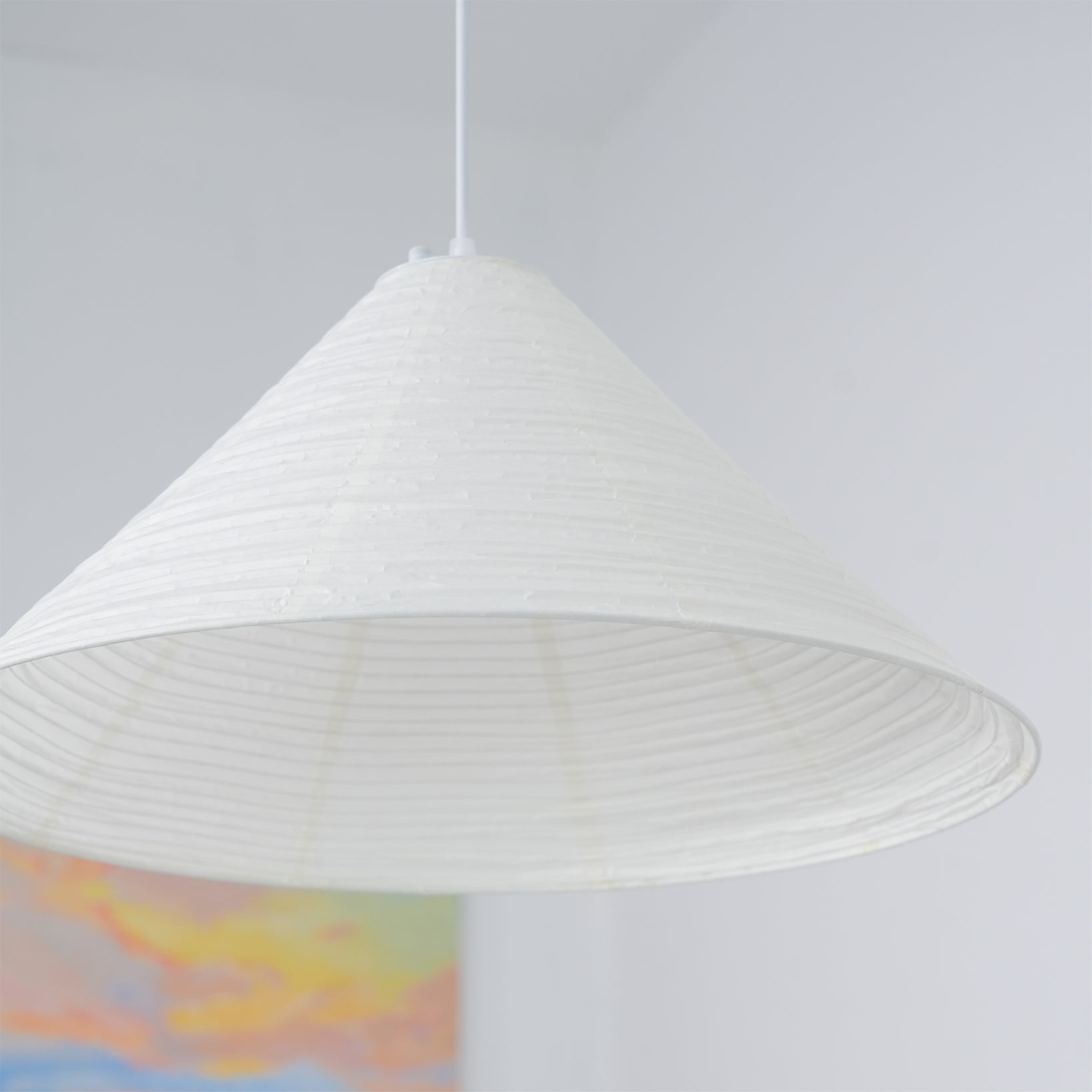 Conic Paper Pyramid Pendant Lamp-Neutral Decor