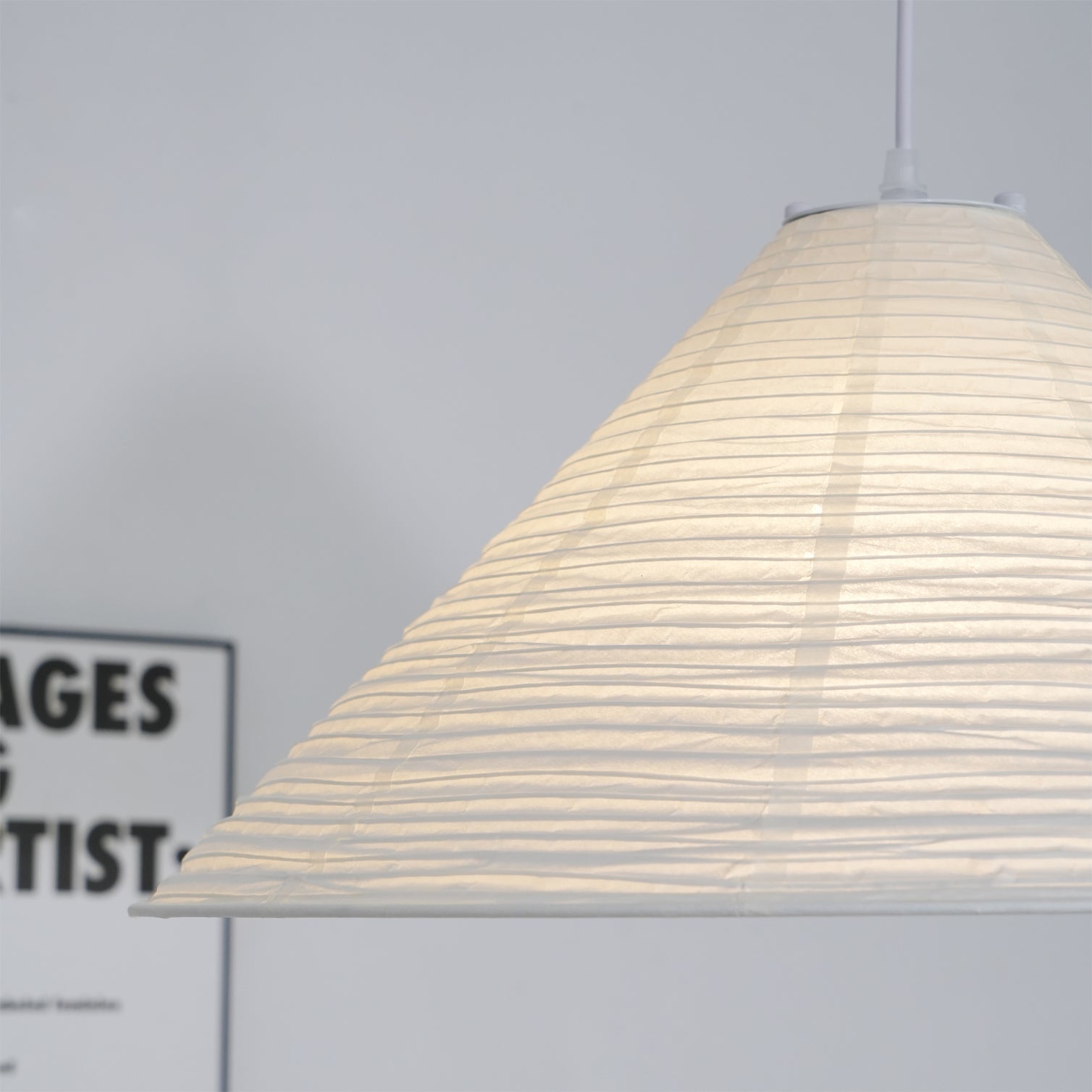 Conic Paper Pyramid Pendant Lamp-Neutral Decor