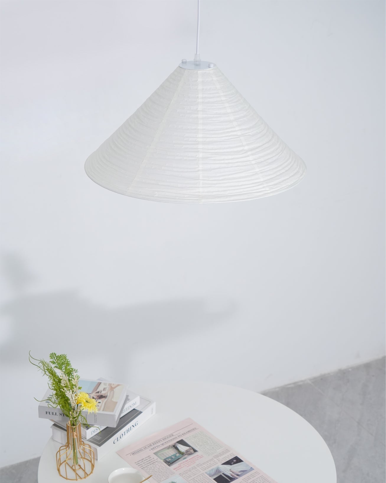 Conic Paper Pyramid Pendant Lamp-Neutral Decor