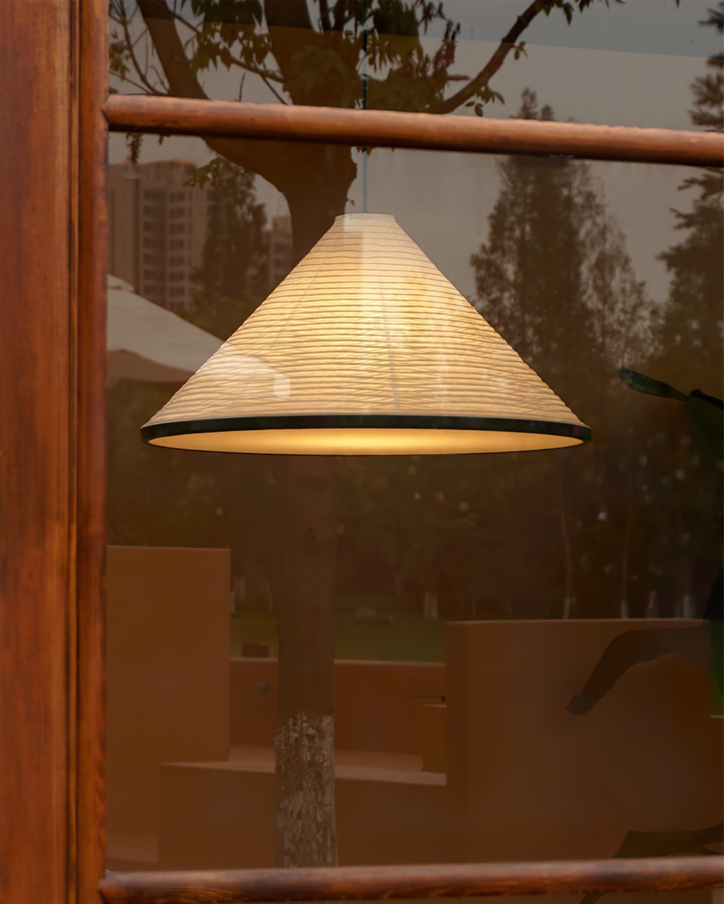 Conic Paper Pyramid Pendant Lamp-Neutral Decor
