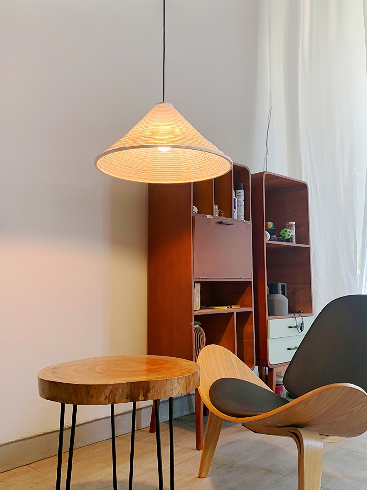 Conic Paper Pyramid Pendant Lamp-Neutral Decor