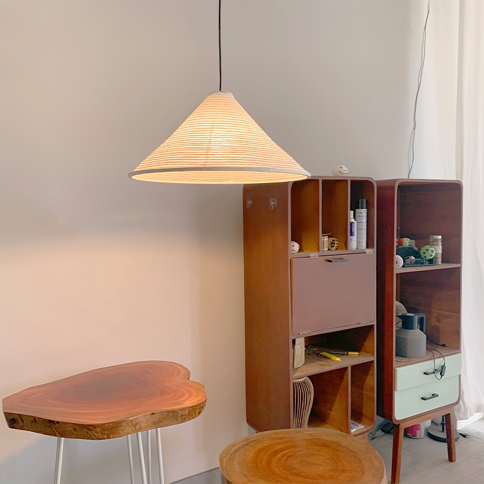 Conic Paper Pyramid Pendant Lamp-Neutral Decor